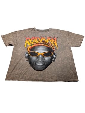 Dennis Rodman Brown Tie-Dye Graphic T-Shirt Size Med Oversized NWOT